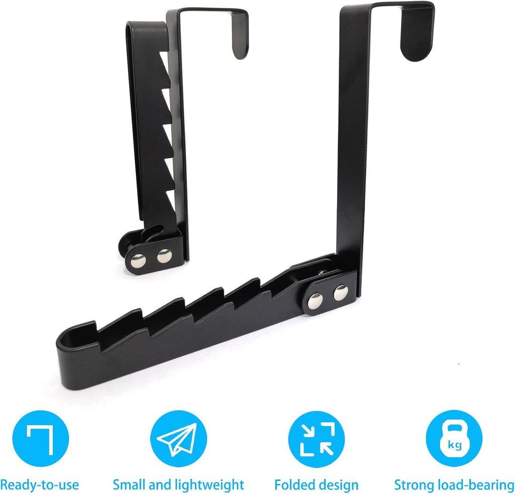 Collapsible Over The Door Hooks, 2 Pack Folding Drying Rack Hanger for Clothes & Coats, Indoor Laundry Room, Bathroom & Dorm, Space-Saving Compact Small Space Portable Black