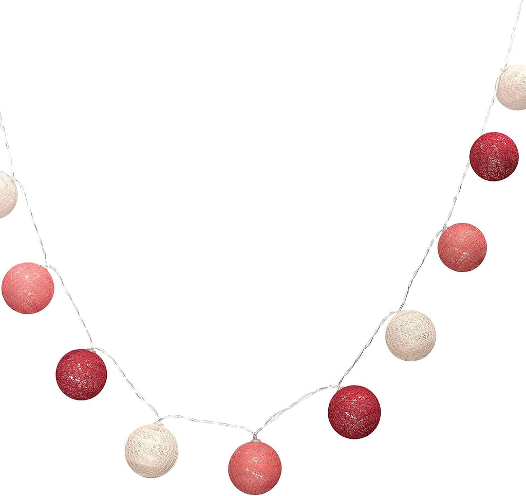 3M/10Ft 30 Red White Ball LED Battery Operated String Fairy Light
