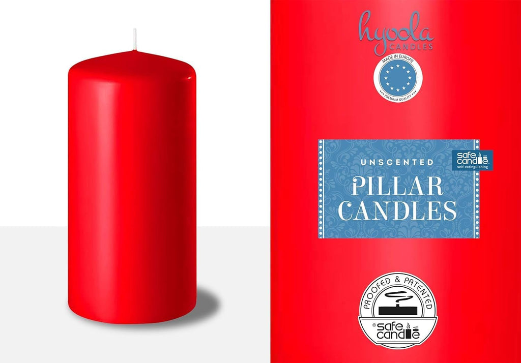 HYOOLA Red Pillar Candles 2x4 Inch - 12 Pack Unscented Bulk Pillar Candles - European Made