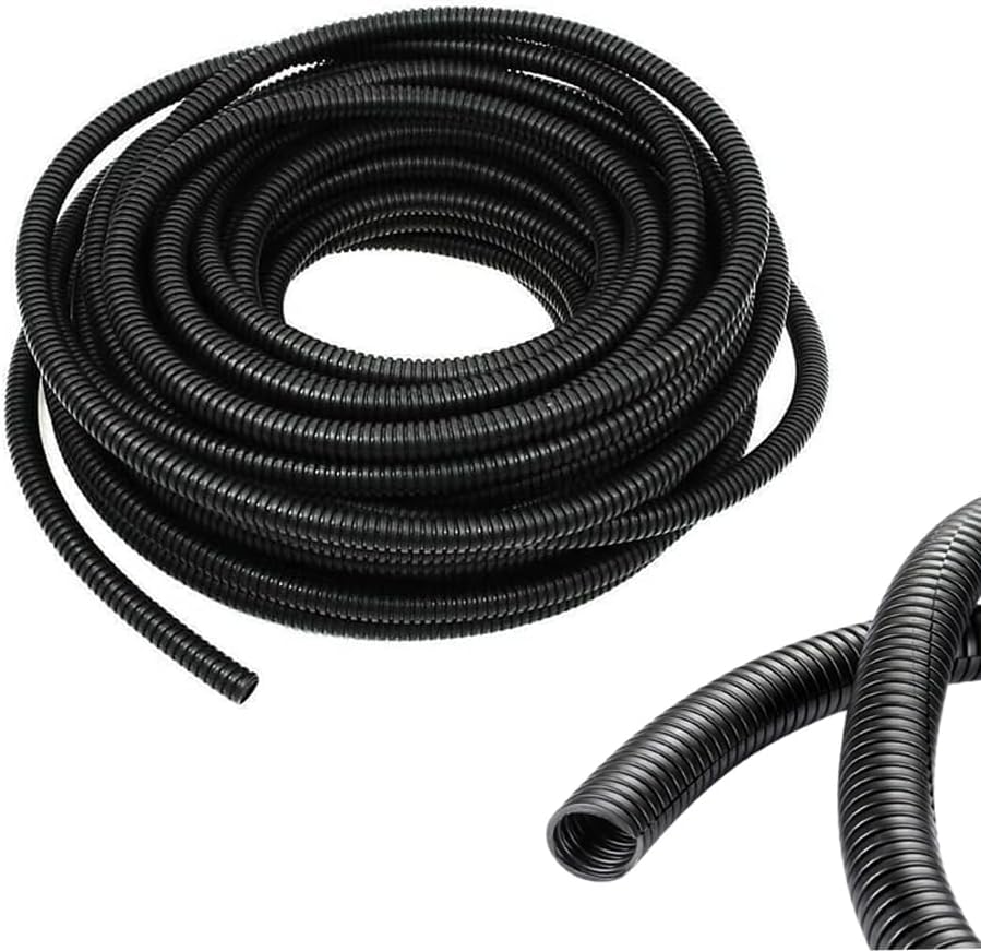1/4 Inch Wire Loom Split Tubing - 33 ft Cord Protector Electric Wires Covers, Automotive Wire Flexible Conduit, Plastic Wire Cover(1/4"- 33ft, Black)