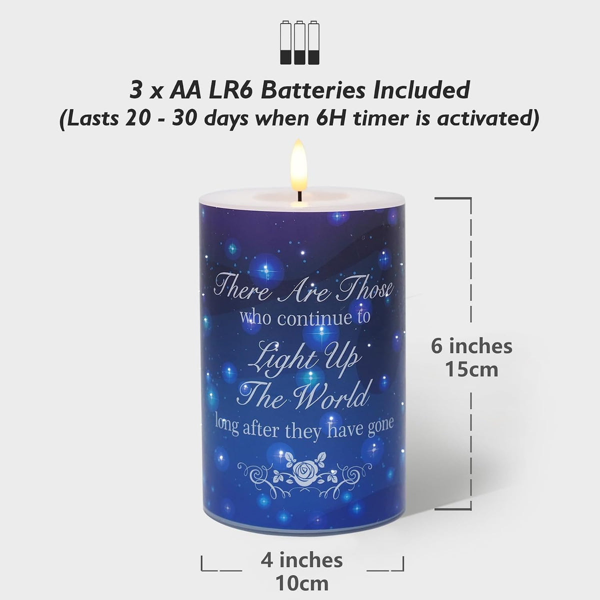 Rhytsing Memorial Gift - Battery Operated Flameless Candles with Timer Function, Real Wax LED Sympathy Candle for Loss of Mom, Father. Remembrance, Funeral, Grieving - D4 inches x H6 inches
