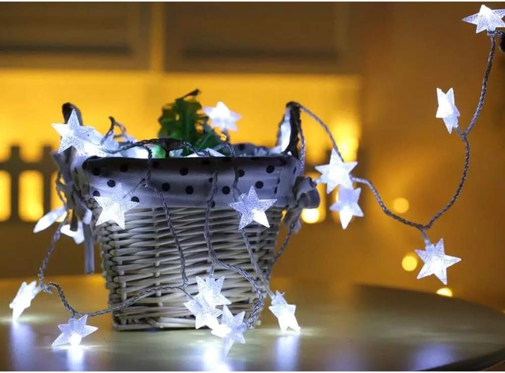 Twinkle Star 100 LED Star String Lights Plug in 33FT, White