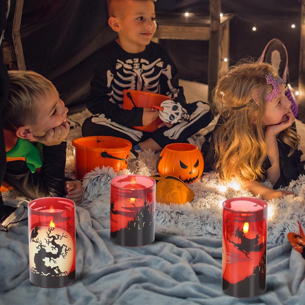 Witch Glass Flameless Candles Battery Operated with Remote Timer