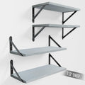 COCOYA Wall Shelves 7.3" Deep Solid Paulownia Wood (Grey, Set of 4)