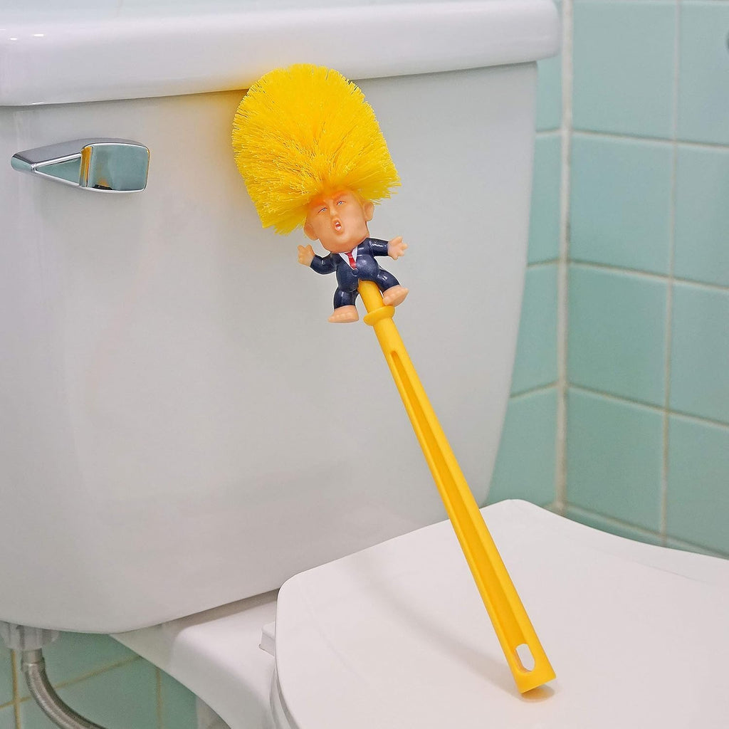 Trump Toilet Brush ＆ Toilet Paper Roll Set, Funny Gag Gift Toilet Bowl Brush for Bathroom Cleaning, Political Satire Products