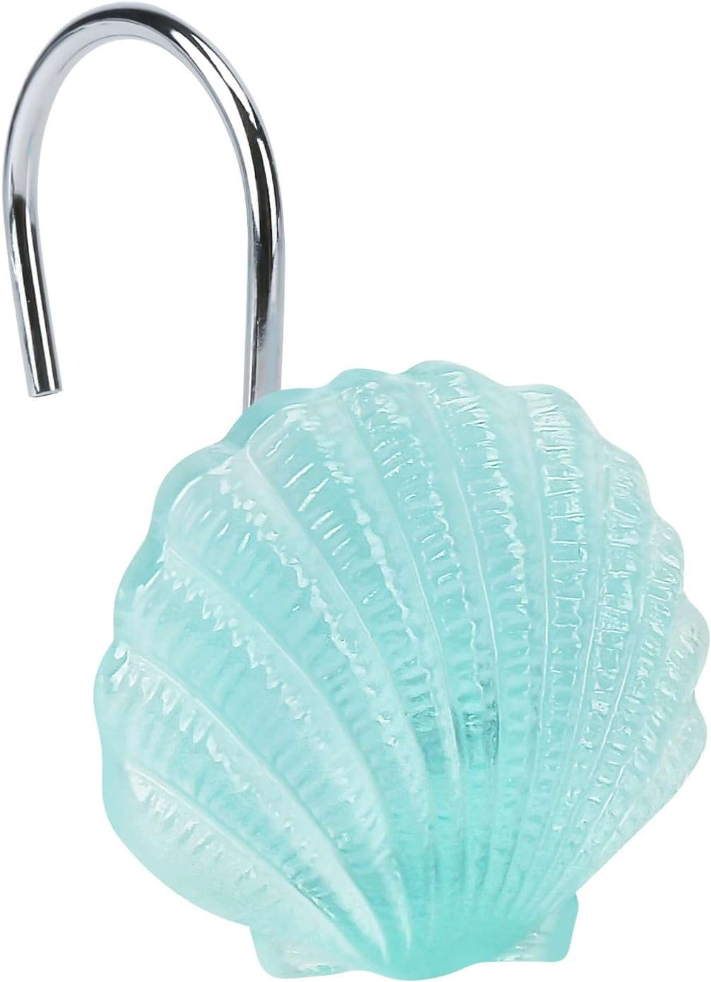 Beach Shower Curtain Hooks, Glow in The Dark, Creative Blue Starfish, Seashell, Conch and Seahorse, Coastal Theme Ocean Seaside Pretty Bathroom Décor