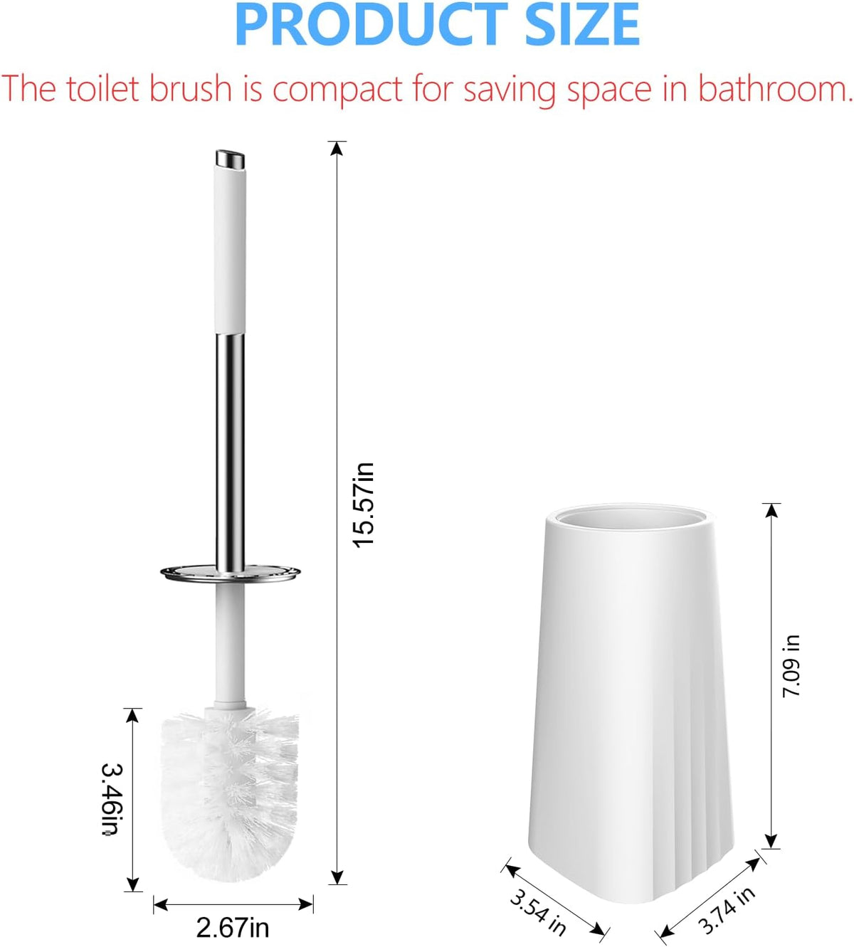 SetSail Toilet Brush, Holder Toilet Brushes for Bathroom,White,2 Packs