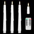 Dripless Flameless Taper Candles with Remote, Real Wax Battery Operated LED Candles Set with 3D Flickering Flame, 3Pcs White 9.6" Realistic Candlesticks as Mothers Day Gifts, Gifts for Mom