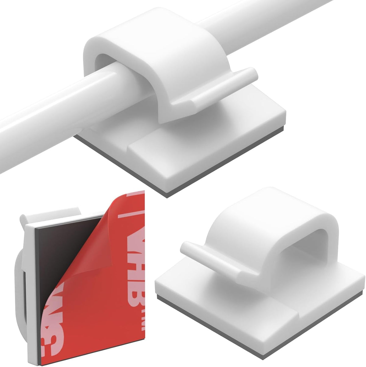 40Pack Adhesive Cable Clips, Wire Holders for Desk Wall Car, White