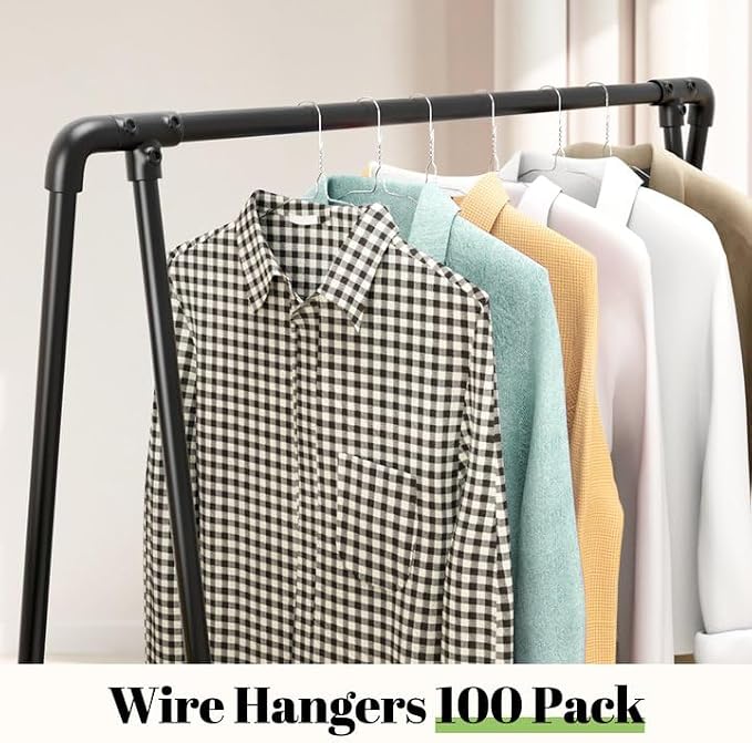 Wire Metal Clothes Hangers Bulk 100 Pack, Slim Space Saving Silver