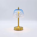 Cordless Rechargeable Table Lamp, Vintage Art Glass Shade, Dimmable, Blue