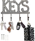 Comfify White Cast Iron Key Holder for Wall – Keys Sign with 4 Hooks