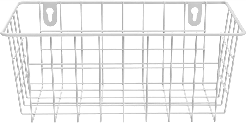 MaraFansie Hanging Kitchen Baskets Wire Storage Basket Adhesive and Screws Basket Over the Cabinet Door Organizer with Adhesive Strips and Screws Accessories, 2 Installations, 2 Pack, White
