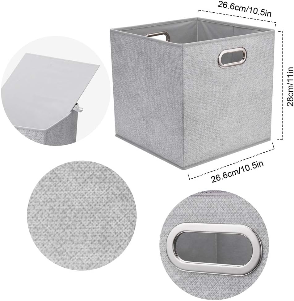 HSDTCollapsible Cloth Cubes Storage Bins Baskets Boxes Grey-White Lattice Pattern 10.5 x 10.5 x 11 Inches - Pack of 6,QY-SC14-6,Brush gradient(Set of 3)