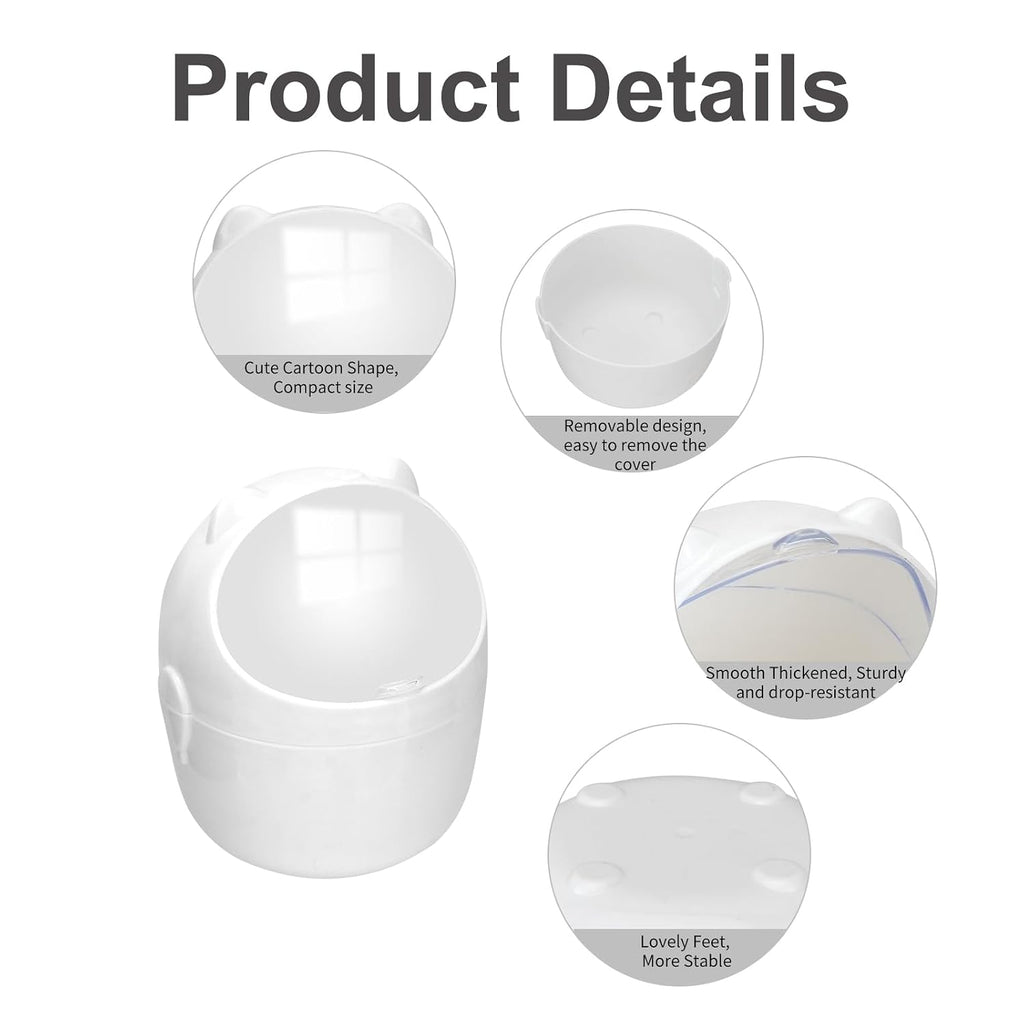Mini Trash Can with Lid, Cute Small Desktop Waste Bin with 90 Garbage Bags