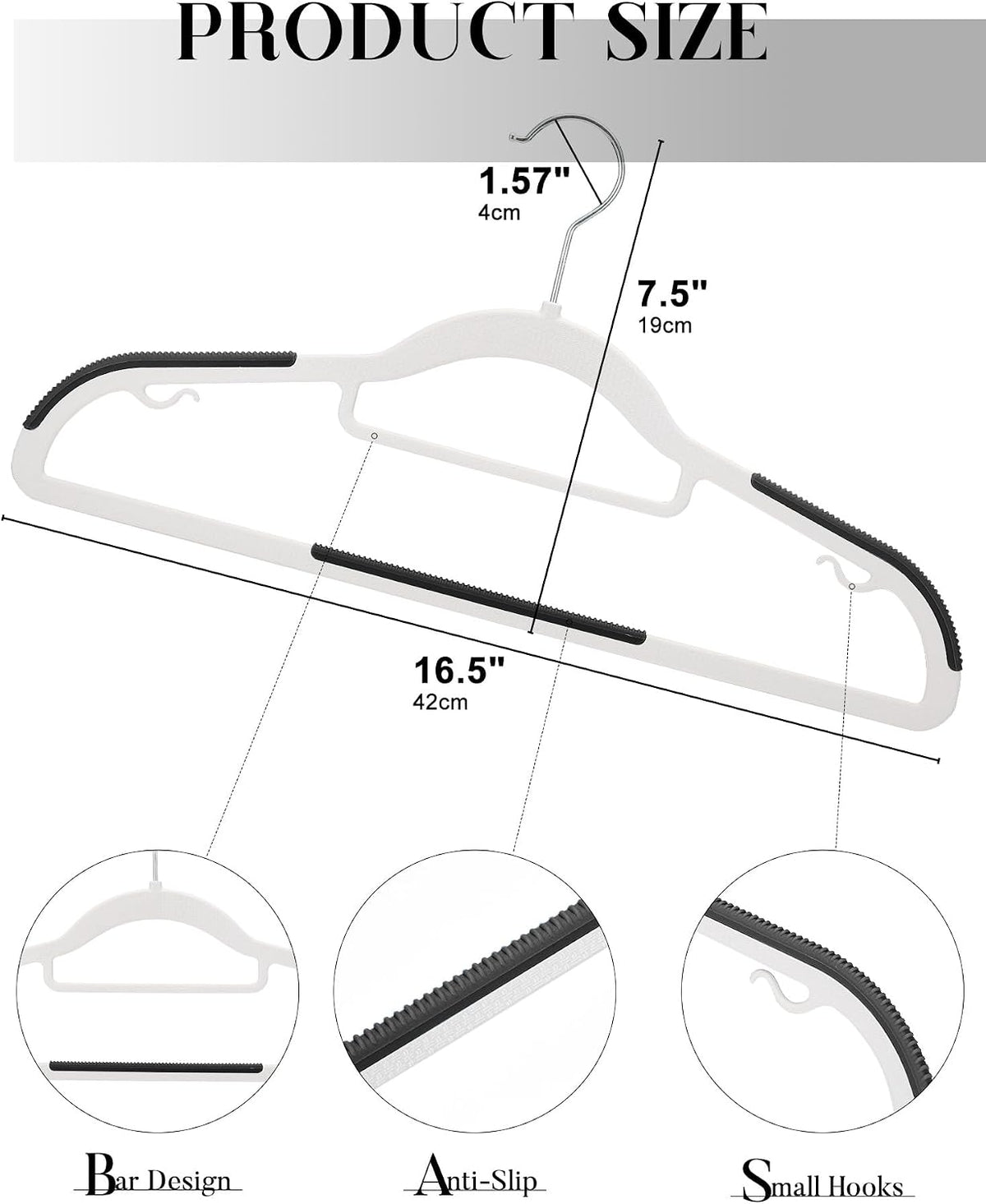 HOUSE DAY Slim Plastic Hangers 100 Pack, Non Slip White Clothes Hangers