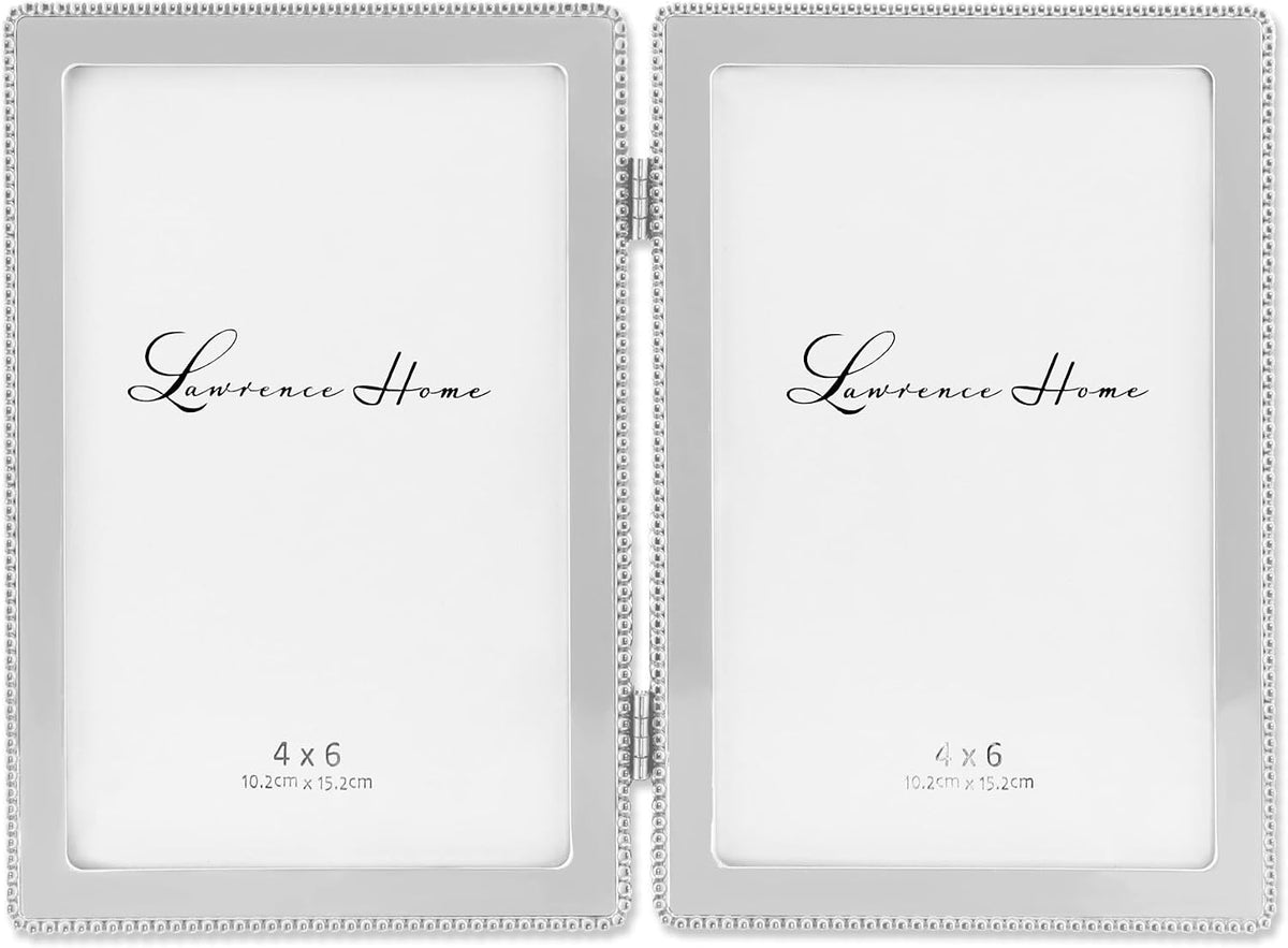 Lawrence Frames Metal Frame, Caviar Bead, Silver, 4x6 Double