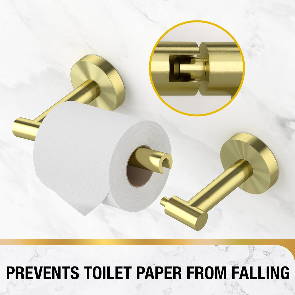 HITSLAM Gold Toilet Paper Holder, Double Post Pivoting, SS304