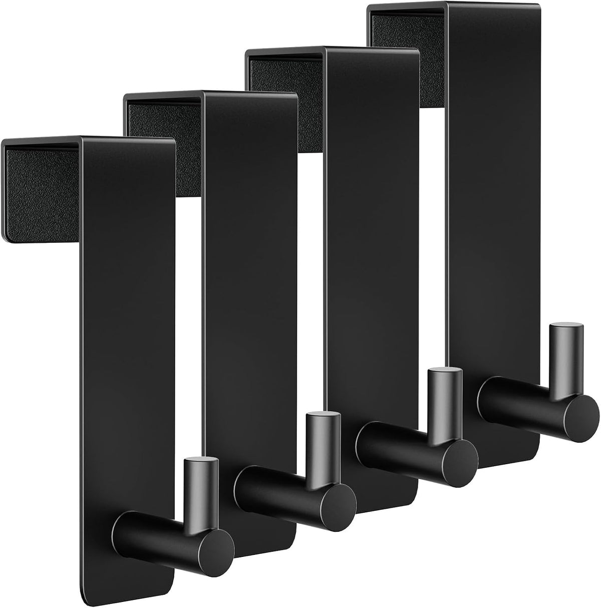 Optish 4 Pack Over The Door Hooks, Heavy Duty Black Door Hanger Hook for Hanging, Coat Hooks for Hat, Bag, Bedroom, Bathrooms, Fits 1-3/4'' Thick Door