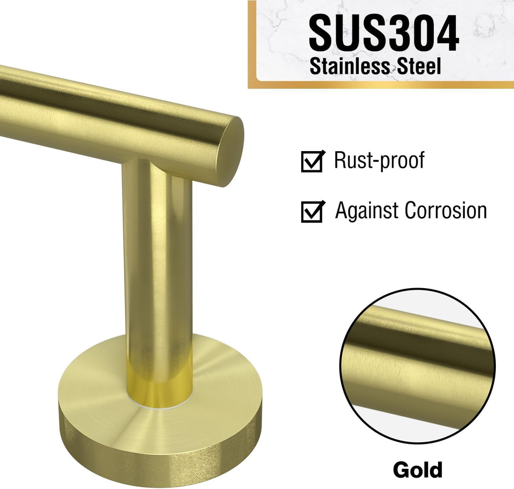 HITSLAM Gold Toilet Paper Holder, Double Post Pivoting, SS304
