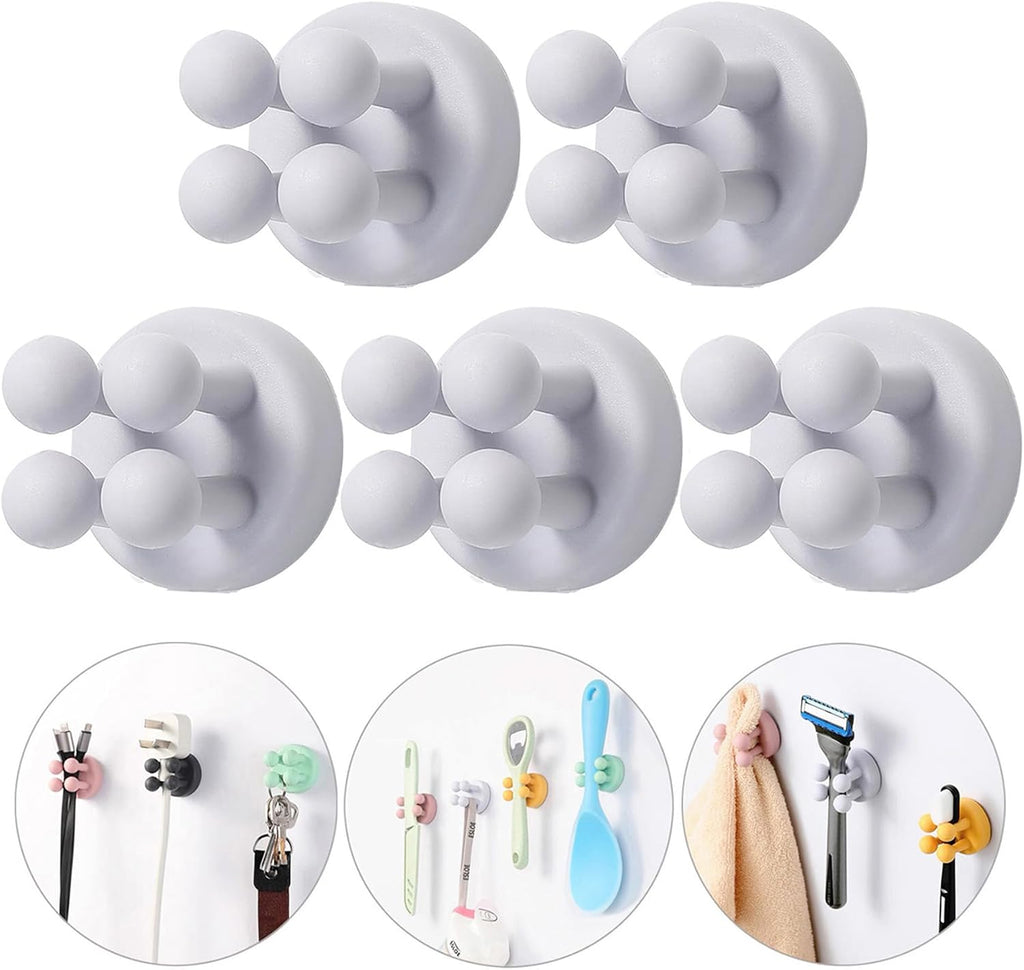 iBetterLife 6Pcs Toothbrush Holders for Bathrooms - Self-Adhesive Wall Mount to Mirror for Clipping & Hanging Shower Razor Towel Plug Cable, Utility Hooks for Home Kitchen Office Dorm Room Essentials