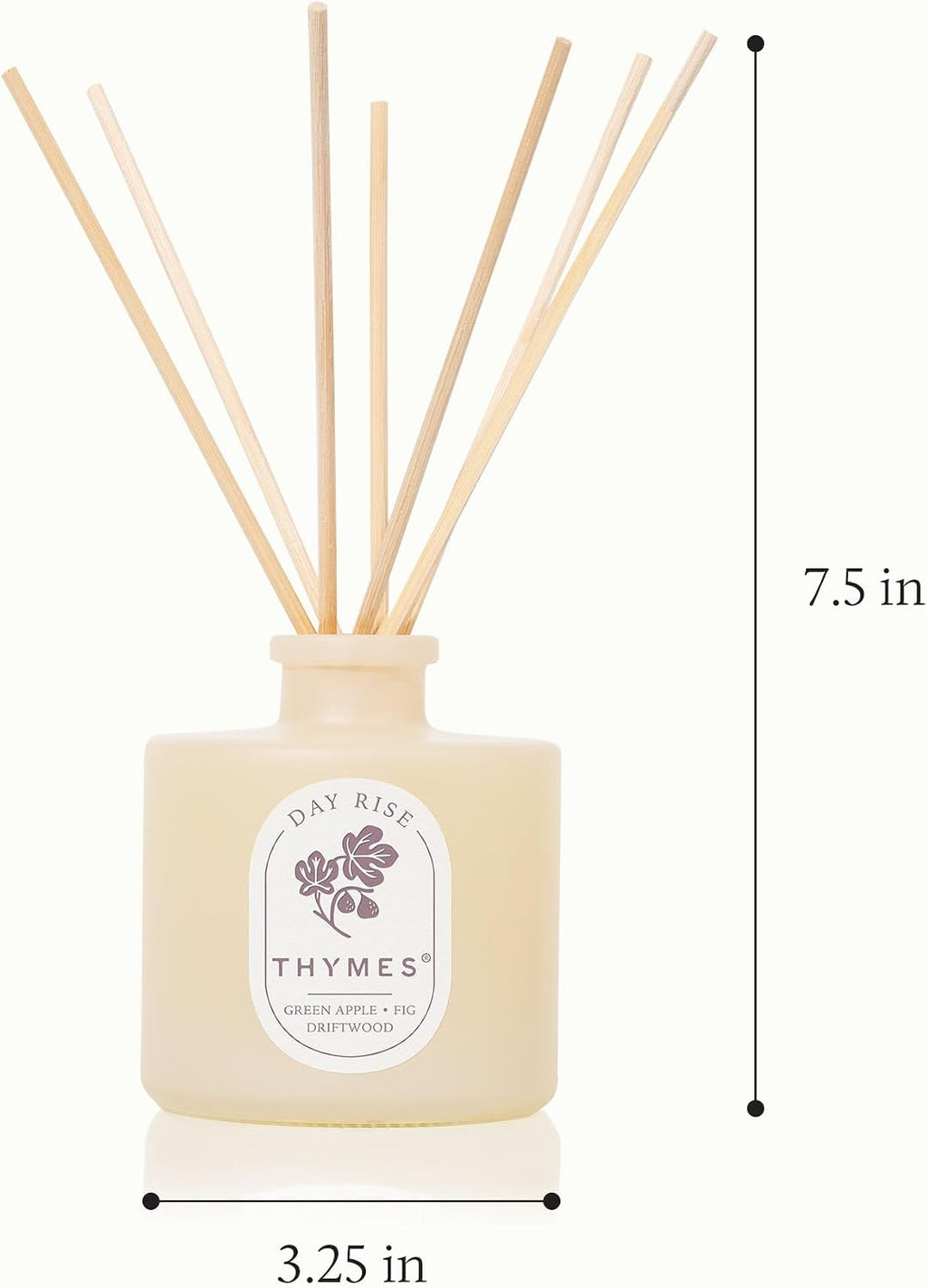 Thymes Petite Oil Reed Diffuser Set – Includes Reeds, Fragrance Oil & Glass Bottle – Luxury Scent Diffusers for Home Decor – Notes of Mediterranean Fig, Green Apple & Driftwood (Day Rise, 4 fl oz)