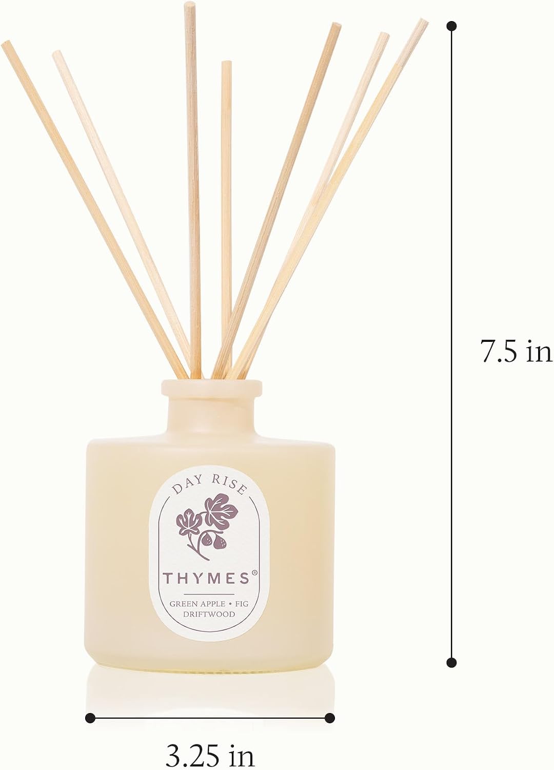 Thymes Petite Oil Reed Diffuser Set – Includes Reeds, Fragrance Oil & Glass Bottle – Luxury Scent Diffusers for Home Decor – Notes of Mediterranean Fig, Green Apple & Driftwood (Day Rise, 4 fl oz)