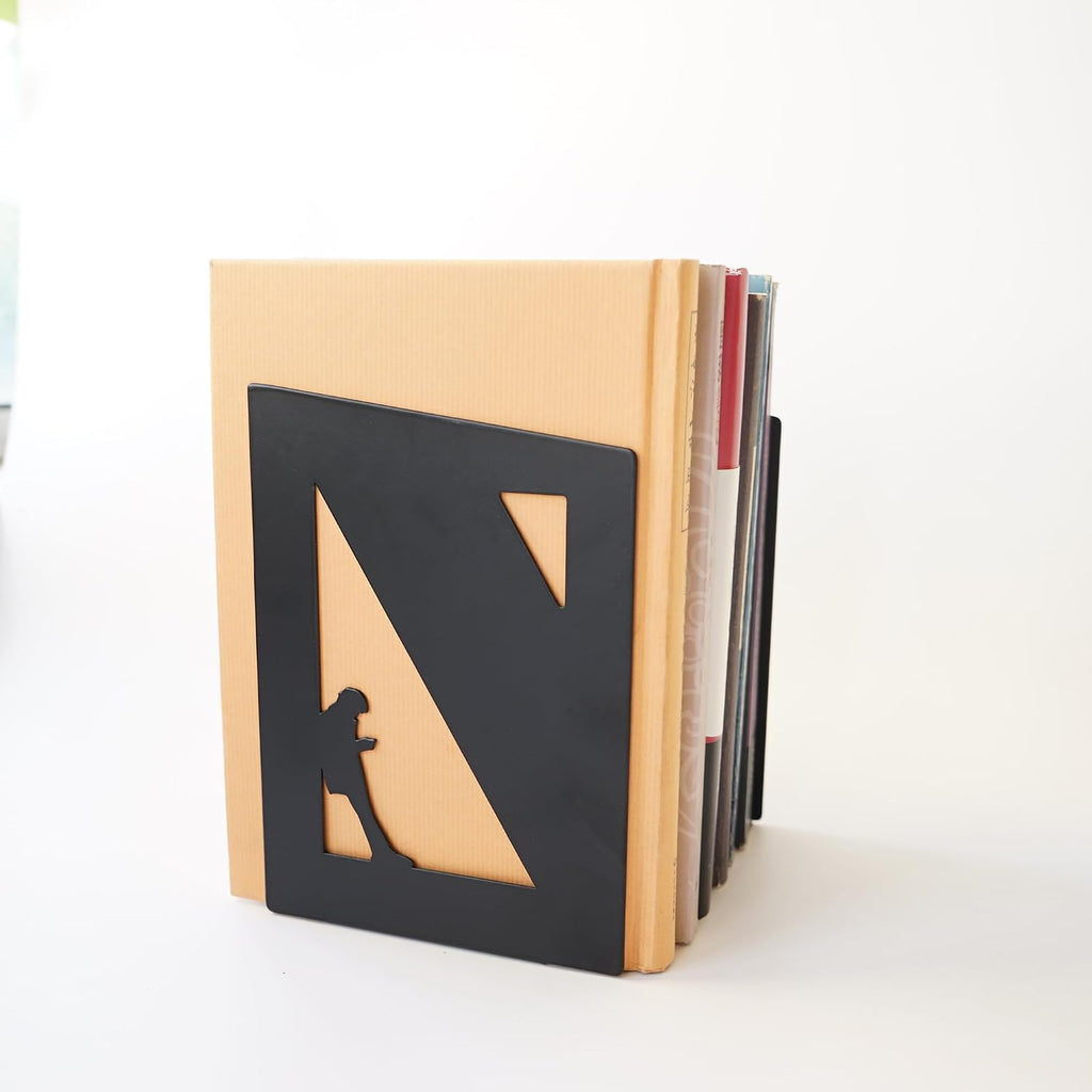 1 Pair 2pcs Reading Couple Metal Black Book Ends to Hold Books, Book Ends for Home Decorative