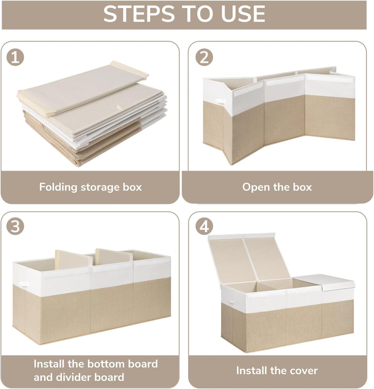 INDRESSME 185L Extra Large Toy Storage Box with Lid Collapsible Toy Chest