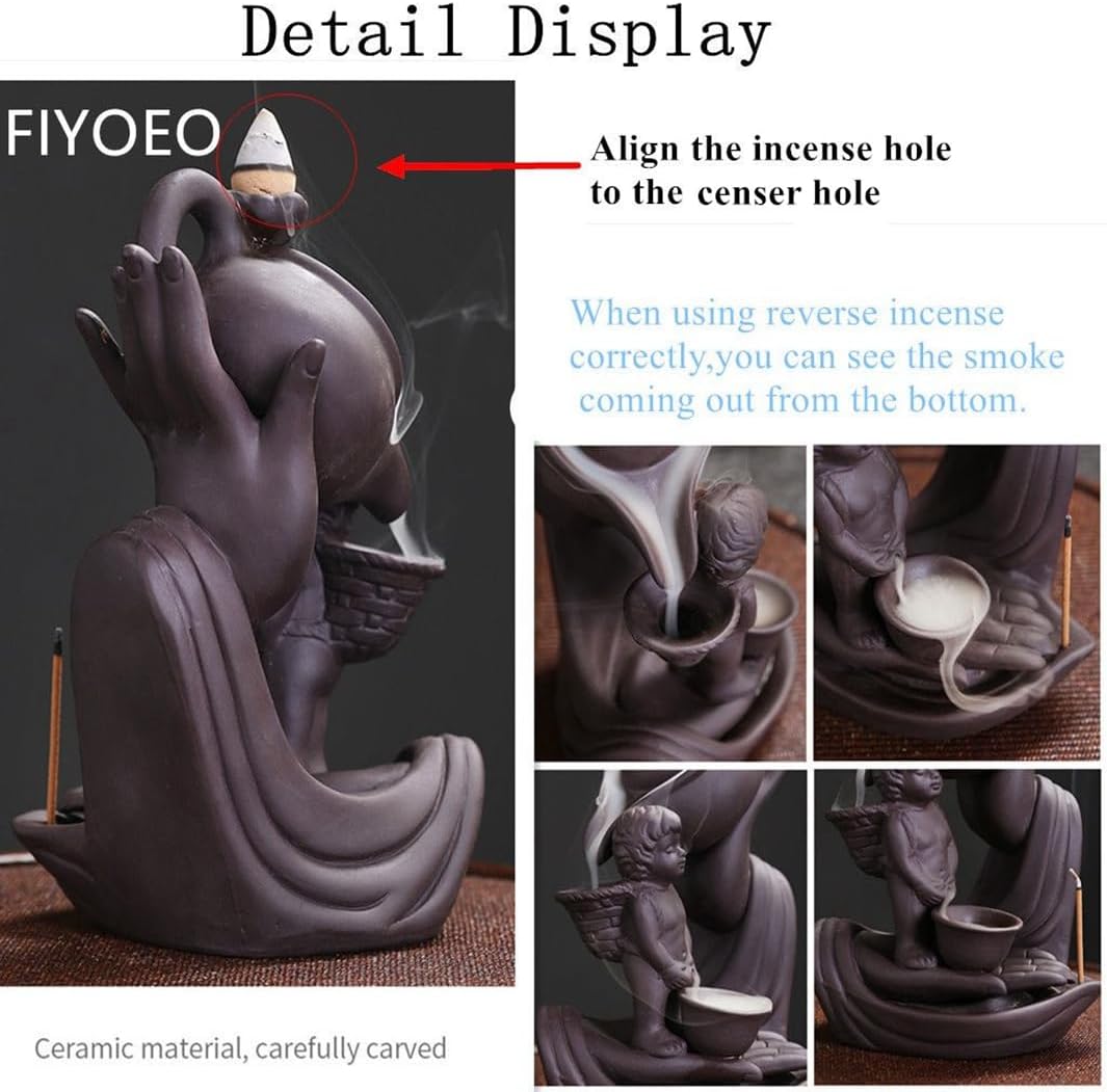 Buddha Hand Series Backflow Incense Burner Indoor Smoke Waterfall Incense Holder Creative Ceramic Incense Burner (Boy)