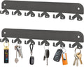 2 Pack Key Holder for Wall, Key Hooks Wall Mount with 12 Hooks, No Drilling Required, Self-Adhesive Key Rack, Key Hanger Wall Mount for Corridor, Kitchen, Living Room - Gray