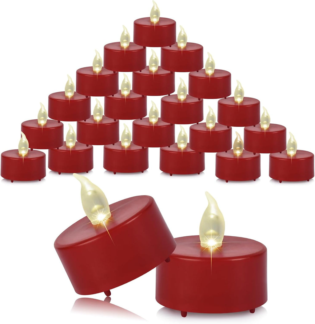 Flameless LED Tea Lights Candles 100 Pack Battery Operated Red
