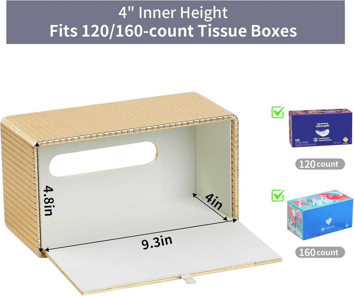 PU Leather Tissue Box Cover Rectangle, Tissue Box Holder Gold