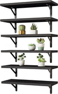YGEOMER 16.5 Inch Floating Shelves for Wall Home Decor, Black, Set of 6