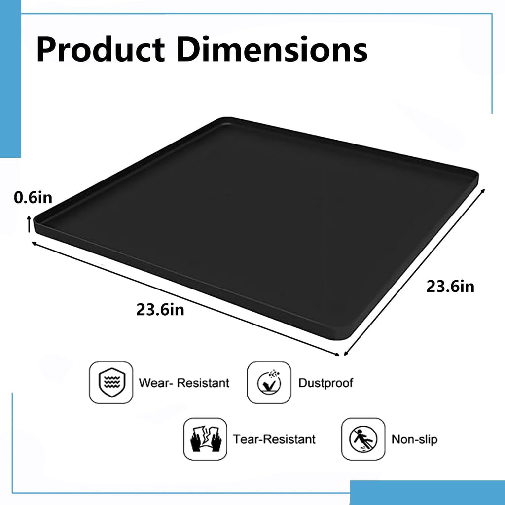 Mini Fridge Mat, 24x24 Inch Silicone Protective Drip Tray with Raised Edge - Leak Proof Floor Guard for Water Dispenser, Washer, Dryer, Pet Bowls - Easy Clean & Foldable