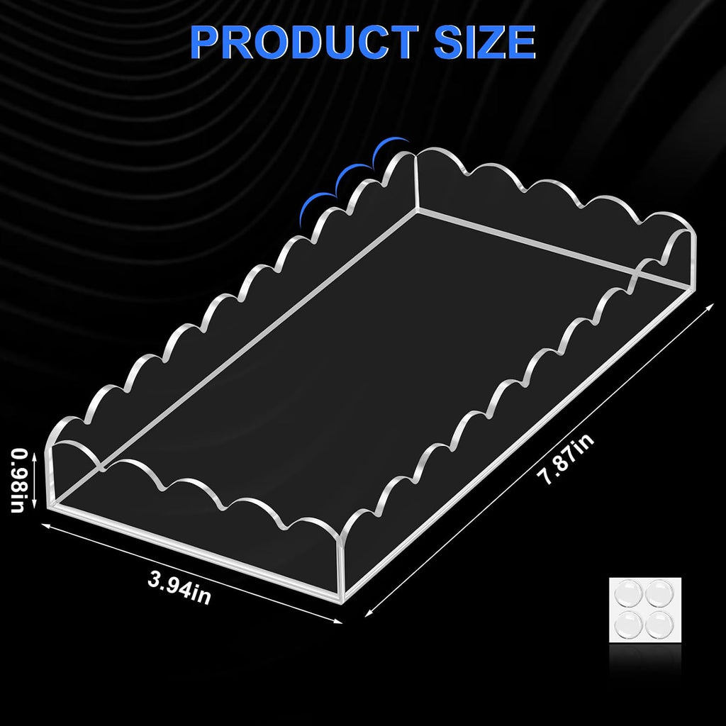 Acrylic Bathroom Vanity Tray 7.9", Soap Dispenser Decorative Scalloped Tray