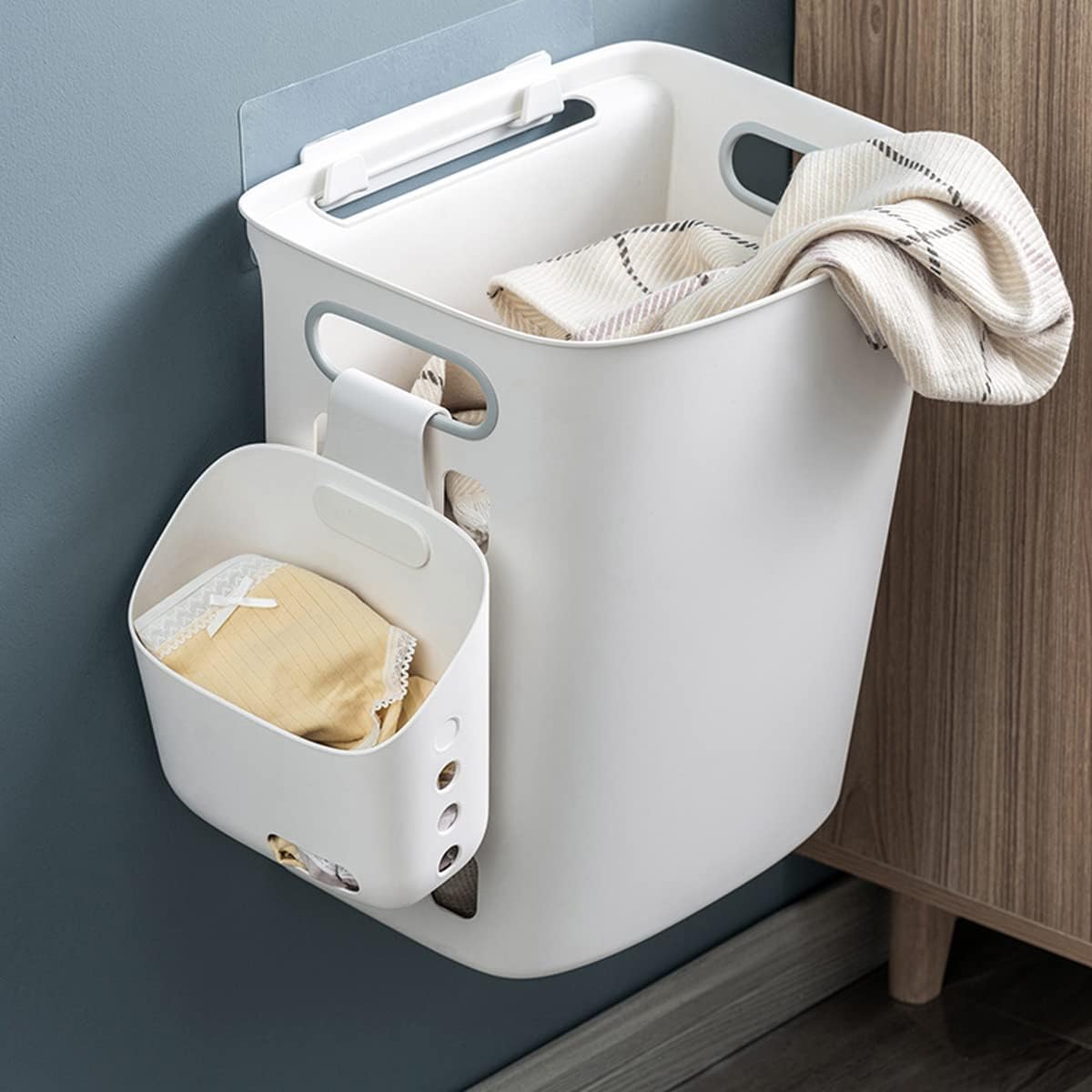 3 Pcs Hanging Shower Basket Caddy, Portable Walll Storage Organizer with Hooks for Bathroom Kithcen Dorm College,Large Grey