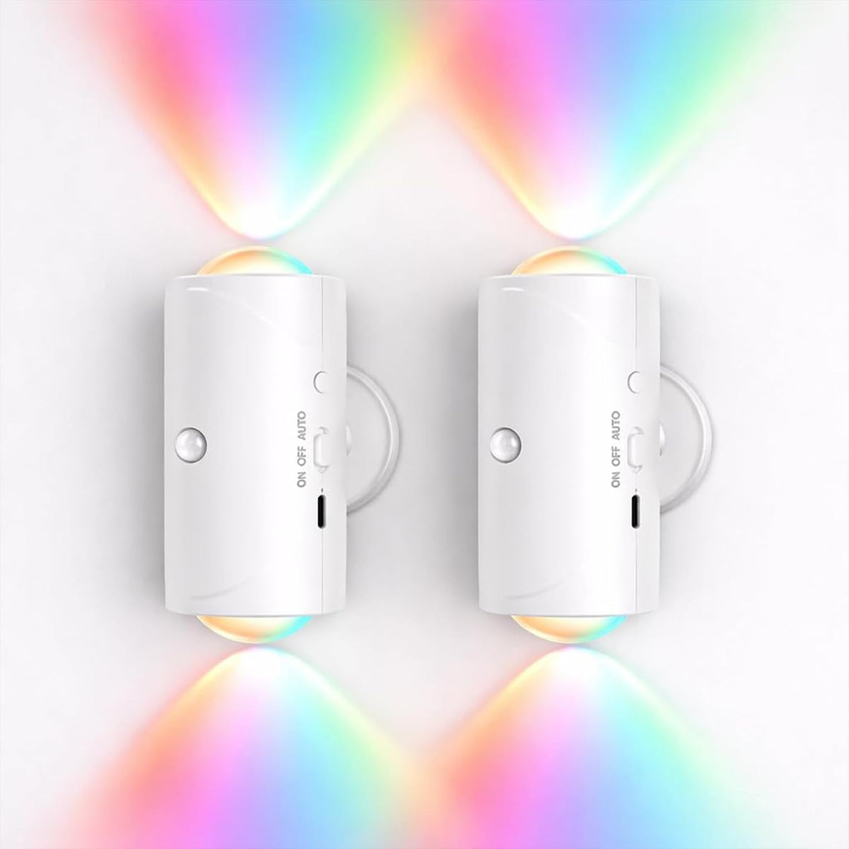 2Pack Motion Sensor Night Light with Remote Control, 16 Colors Rechargeable Stair Light, Wireless Magnetic Wall Lamp, Cordless LED Wall Night Lights for Steps, Hallway, Holiday Decor