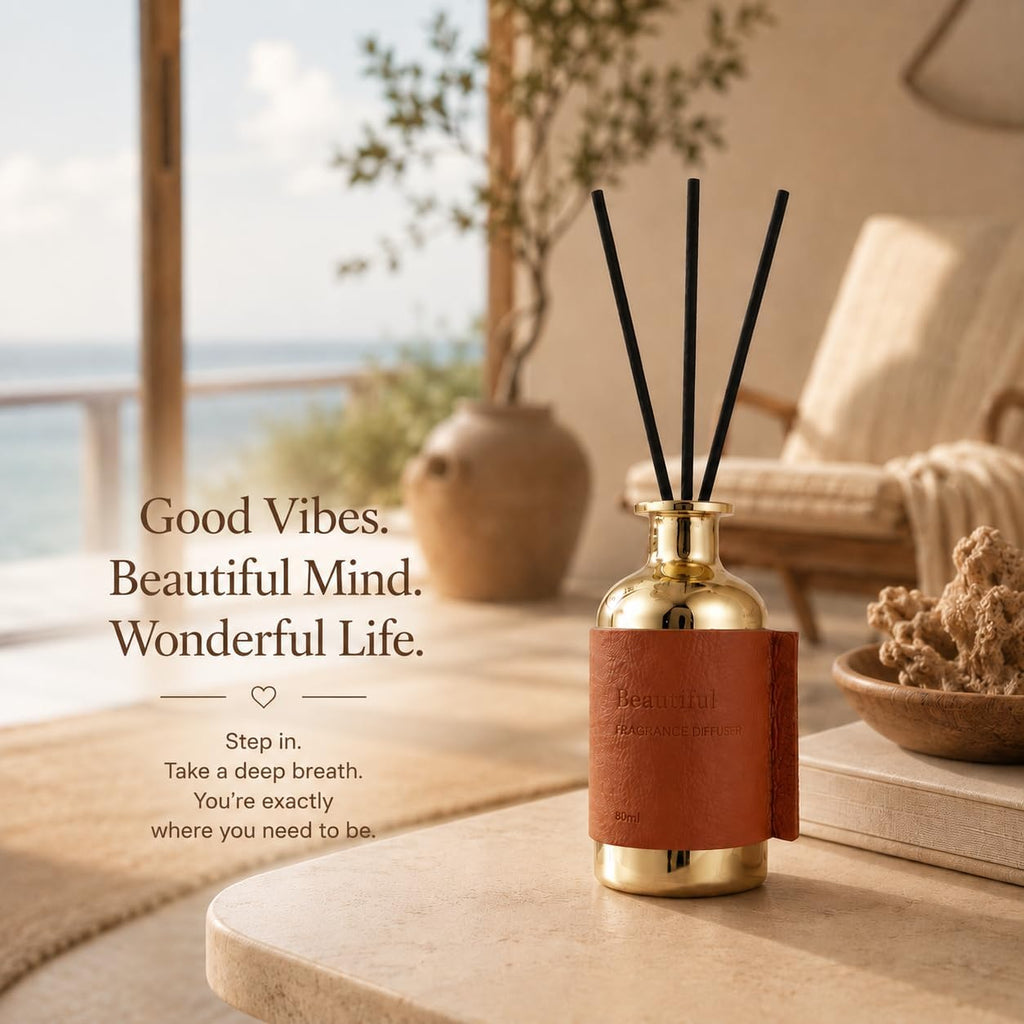 Reed Diffuser Set, Pretty Valley Home Diffuser 80Ml / 2.7 fl OZ Gift Box - Includes Reed Diffuser Sticks, Long Lasting Fragrance Oil and Glass Bottle for Office Living Room Decor (Beautiful)