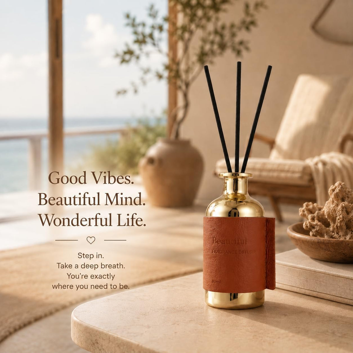 Reed Diffuser Set, Pretty Valley Home Diffuser 80Ml / 2.7 fl OZ Gift Box - Includes Reed Diffuser Sticks, Long Lasting Fragrance Oil and Glass Bottle for Office Living Room Decor (Beautiful)
