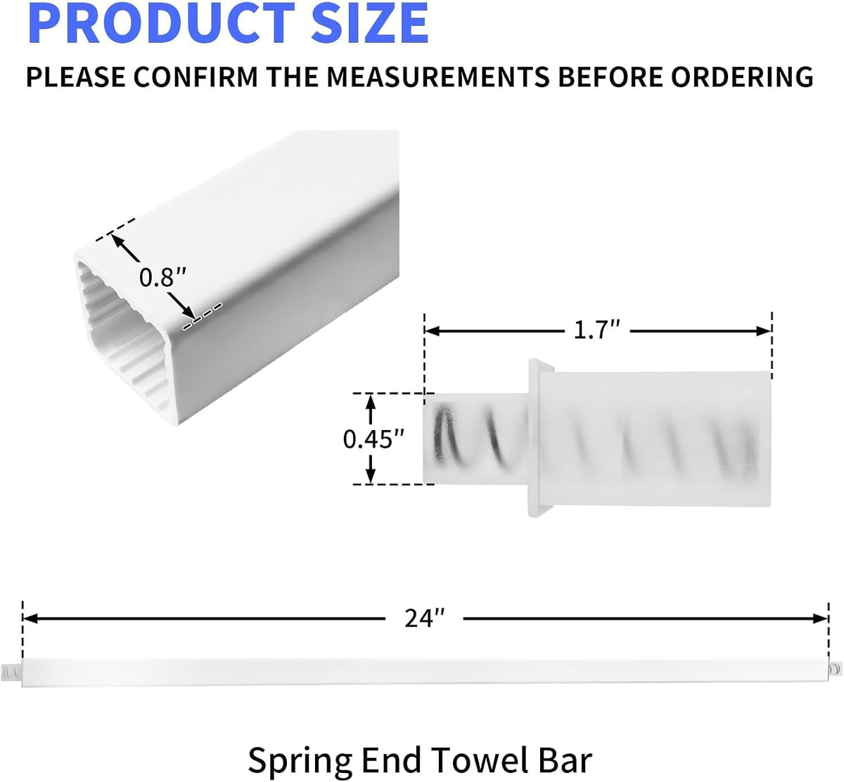 24 Inch Adjustable Towel Bar Replacement Rod with Spring End for Bathroom