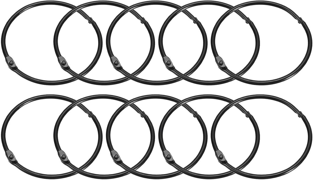 uxcell 24Pcs 3 Inch Shower Curtain Rings Metal Shower Hooks Snap, Black