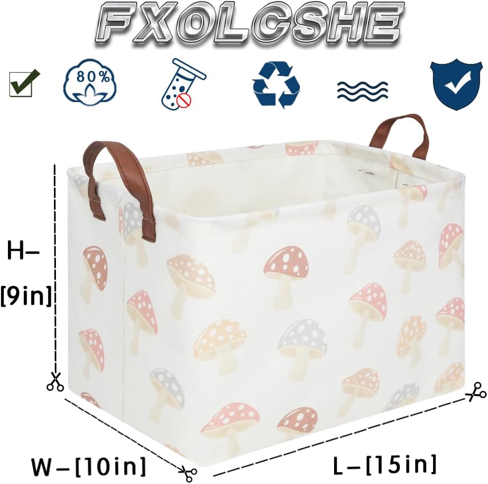 Rectangular Baby Laundry Basket,Mushroom Basket,Collapsible Waterproof Kids Toys Storage box,kids gift hamper,Toy Bins,Baby Room Decor(Mushroom)