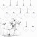 Set of 12 White Heart Ornaments for Christmas Valentine Tree Decorations, 1.8 inch Mini Valentines Ornaments for Small Tree, Heart Shaped Plastic Shatterproof Hanging Balls Holiday Party Decor
