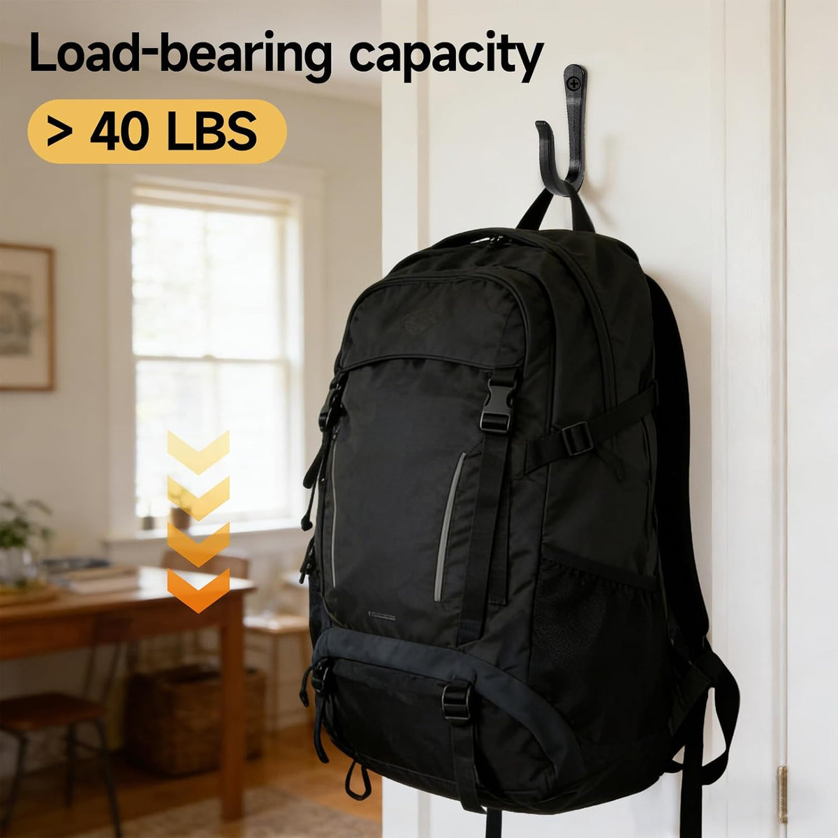 10 Pack Heavy Duty Wall Hooks, Decorative Coat Hooks, Hooks for Hanging Cast Iron Skillets, as Well as Backpacks, Coats, etc, Multi-Layer Electroplated, Indoor and Outdoor Use(Black)