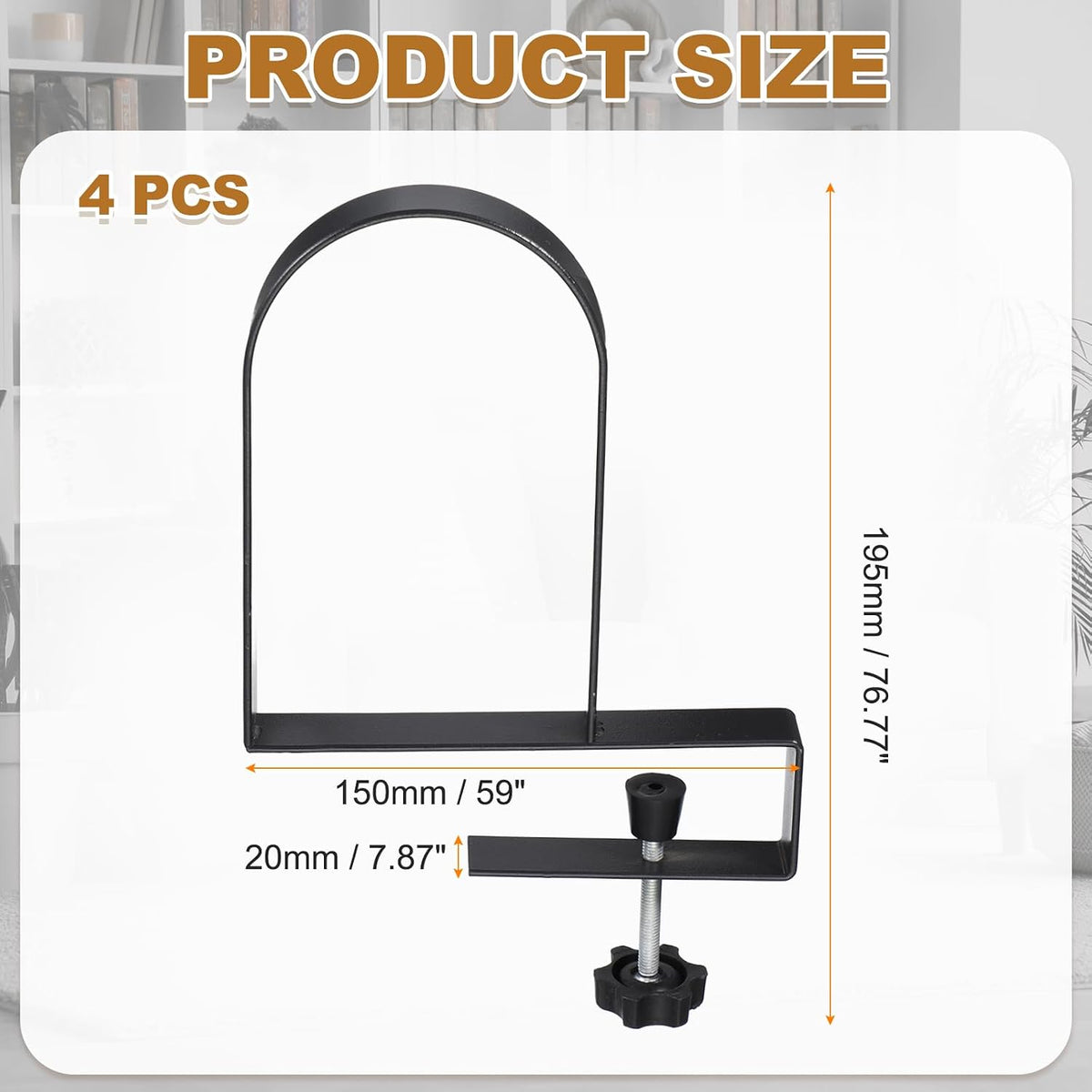 PATIKIL Adjustable Book Ends for Shelves Black 4 Pcs