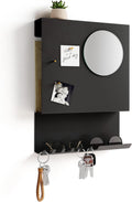 Key Holder Wall Mount and Mail Organizer, Black