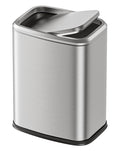 Cesun Small Bathroom Trash Can with Swing Lid, 2.1 Gallons, Silver