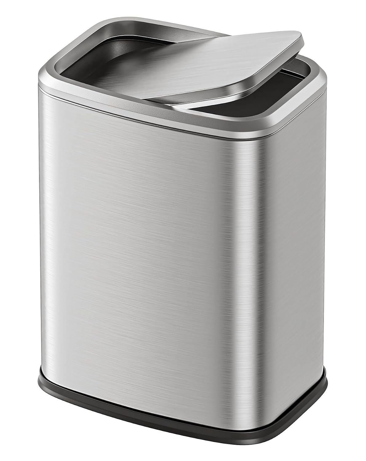 Cesun Small Bathroom Trash Can with Swing Lid, 2.1 Gallons, Silver