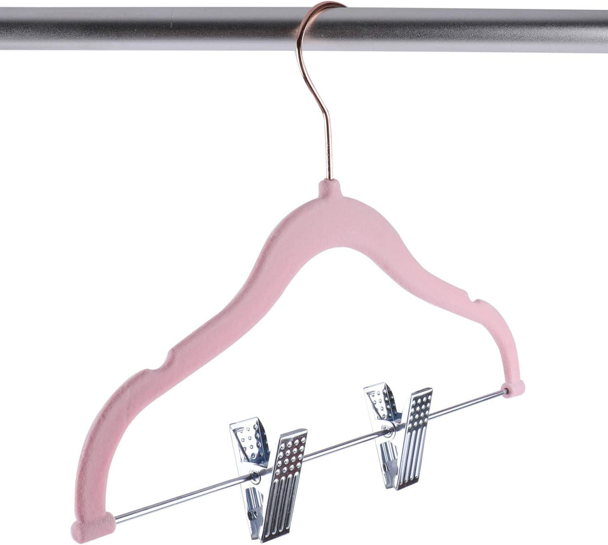 Tosnail 30 Pack Kids Velvet Hangers Children's Clothes Hangers Baby Hangers with Clips - Pink